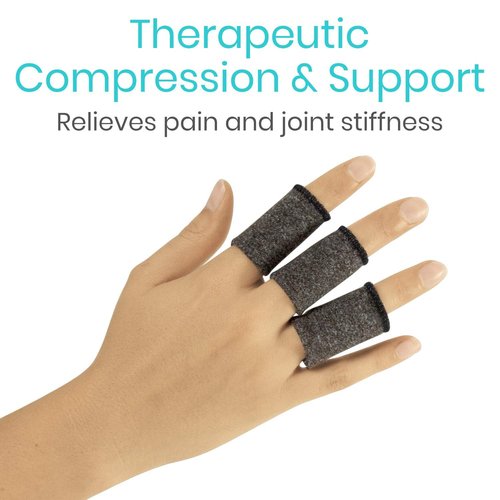 Vive Finger Sleeves (30 Pack) - Compression Cushion for Arthritis, Swelling, Joint Pain Relief - Thumb & Index Guard Wraps Basketball, Golf, Crochet, Writing, & More - Support Protectors for Sports