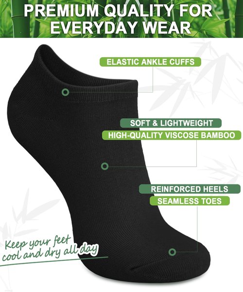 FuelMeFoot 7 Pairs Ankle Socks for Women Viscose Bamboo No Show Socks Classic Low Cut Casual Socks for Running, Athletic
