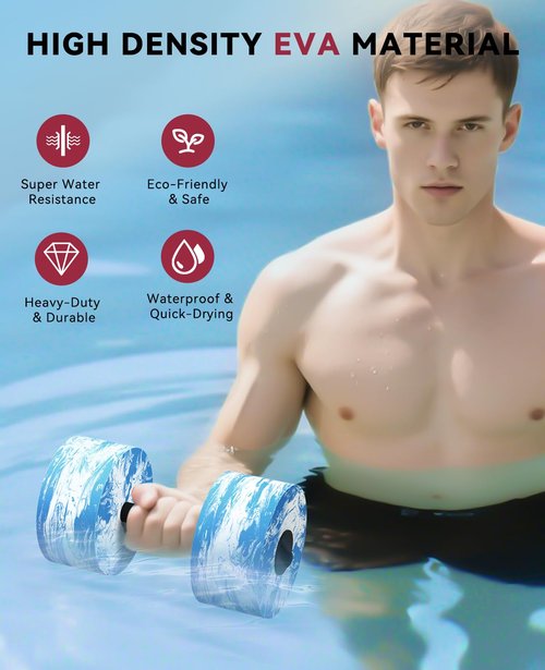 HAPBEAR Water Weights Pool Exercise Dumbbells, Three-in-one Aquatic Exercise Dumbbells, High-Density EVA-Foam Pool Fitness for Water Aerobics Weight Loss, Aquatic Dumbells Set of 2