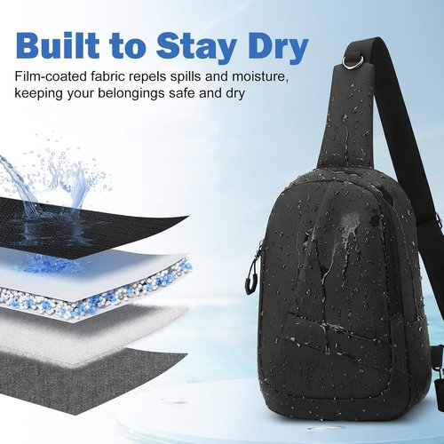 Hoedia Crossbody Sling Bag - Versatile EDC Backpack with Reflective Strip & Multi-Pocket Design