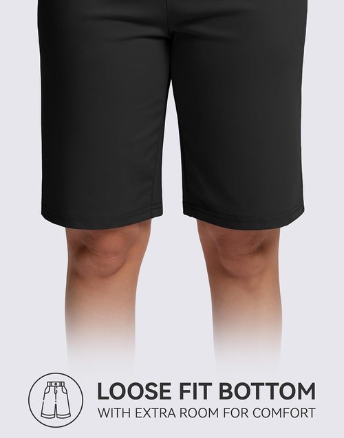 G GRADUAL Bermuda Shorts for Women - High Waisted Knee-Length with Pockets for Athletic Workouts