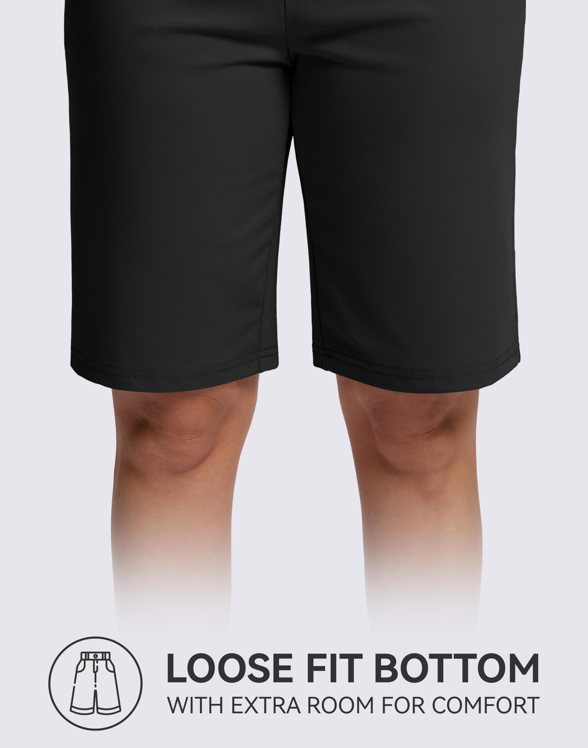 G Gradual Bermuda Shorts for Women with Pockets 10" Knee Length Womens High Waisted Long Shorts for Walking Athletic Workout(Black,L)