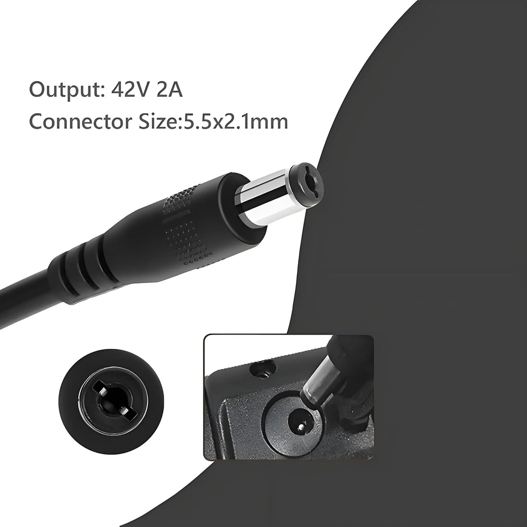 UL Listed 42V 2A Electric Scooter Charger - Versatile 5 Plug Hoverboard Compatibility