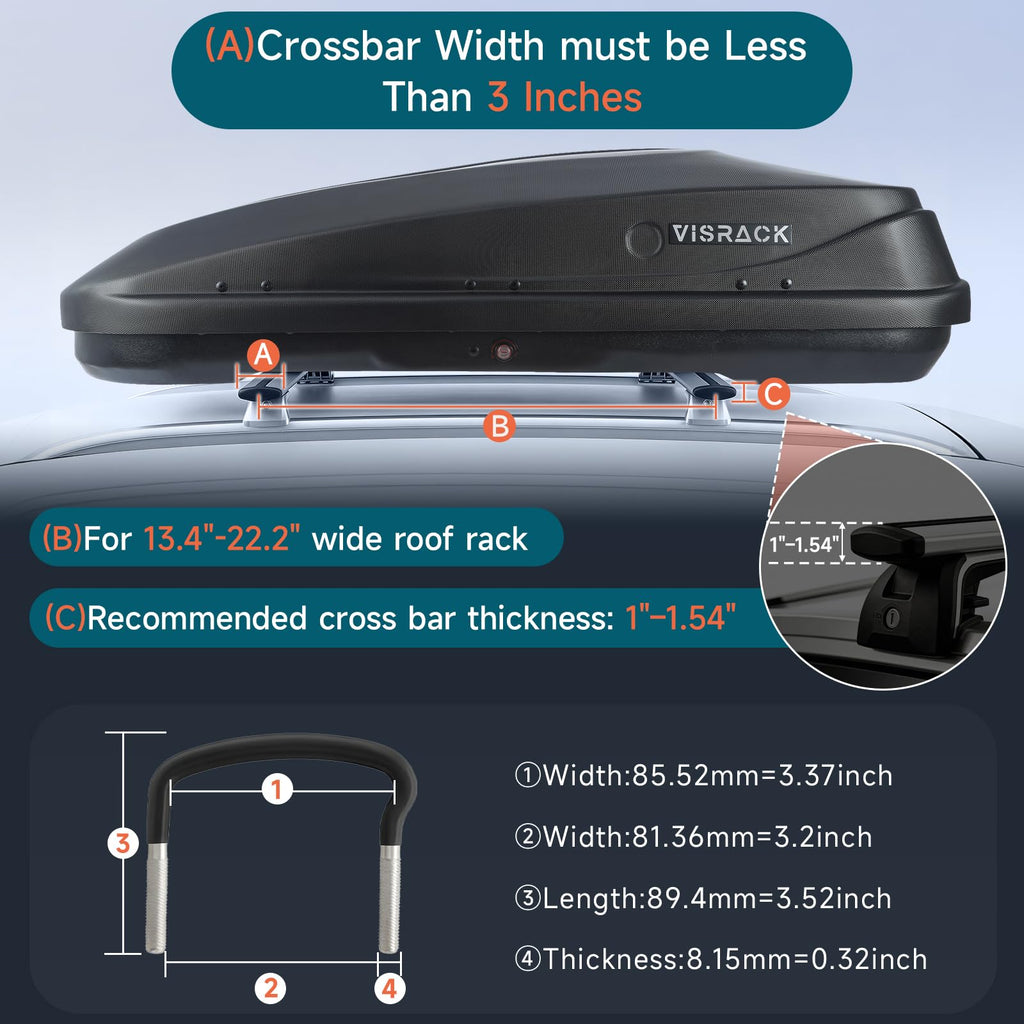 QUAWIP Rooftop Cargo Box,Rooftop Cargo Carrier Hard Shell with Security Keys, Waterproof Heavy Duty Roof Cargo Box, 56 (L) x 30 (W) x 15(H) Inches 13 Cubic Feet (Tool-Free Install) 3D Diamond Black