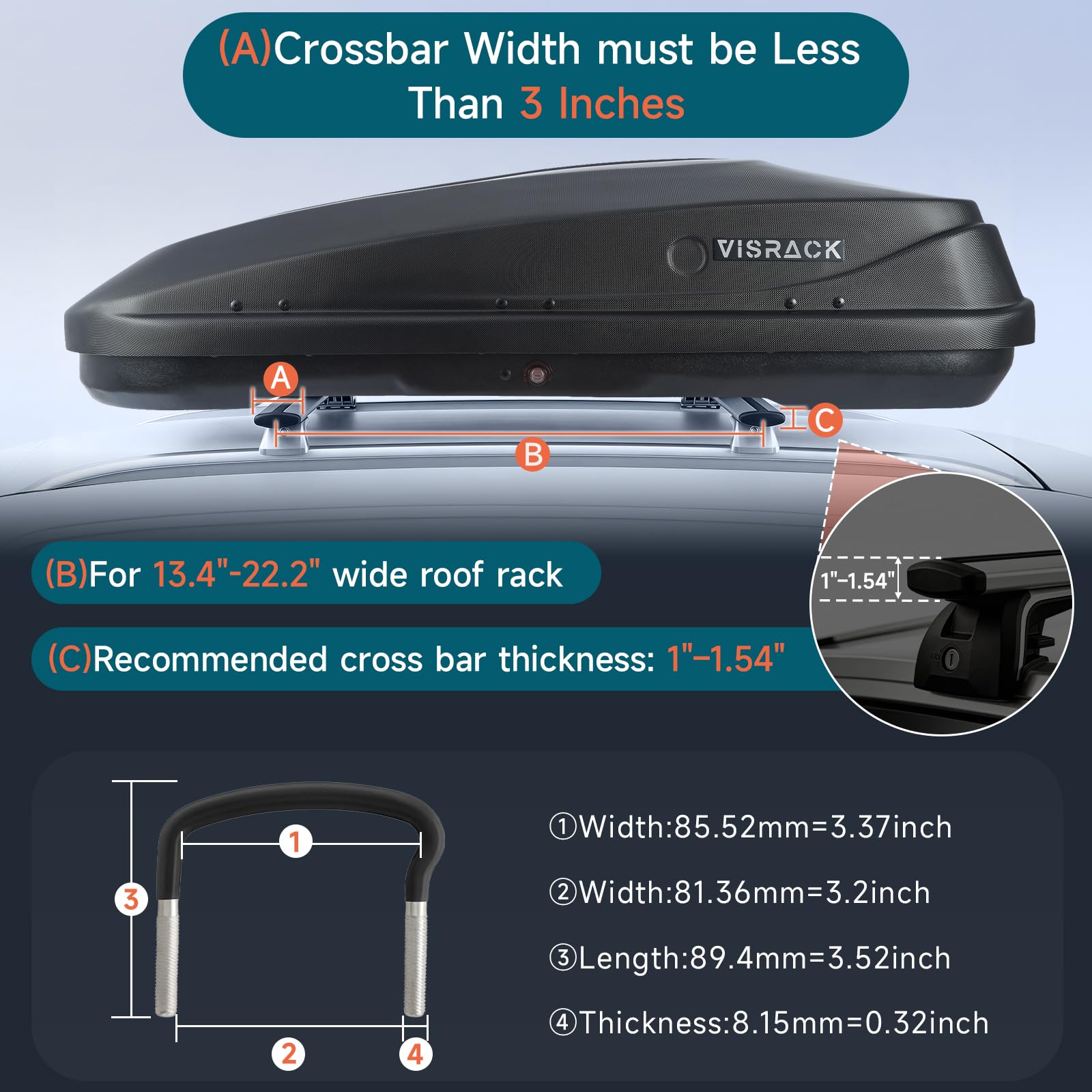 QUAWIP Rooftop Cargo Box,Rooftop Cargo Carrier Hard Shell with Security Keys, Waterproof Heavy Duty Roof Cargo Box, 56 (L) x 30 (W) x 15(H) Inches 13 Cubic Feet (Tool-Free Install) 3D Diamond Black