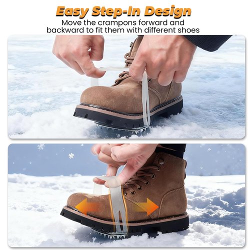 25-Spike Traction Cleats with Enhanced Grip | Anti-Slip Ice Cleats for Snow and Ice | Translucent Top Design | Easy On-Off Crampons