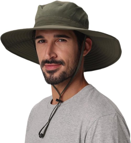 Home Prefer UPF50+ Men's Sun Hat - Foldable Wide Brim UV Protection for Fishing & Gardening