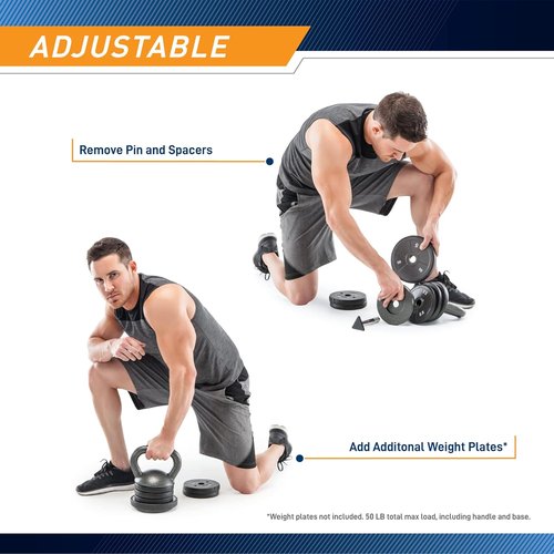 Apex Adjustable Kettlebell - Heavy-Duty Cast Iron for Strength Training | Ideal Home Gym Equipment, Grey