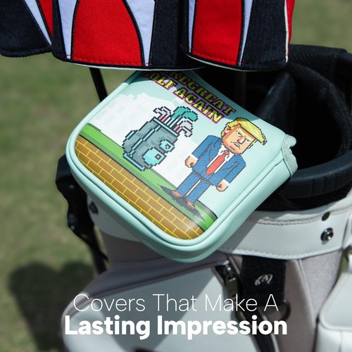Golf Club Covers Funny Putter Cover Driver Cover Fariway Wood Headcover Hybrid Head Cover Leather Mallet Putter Headcover Golf Headcovers for Protect Most Brand (for Mallet Putter)