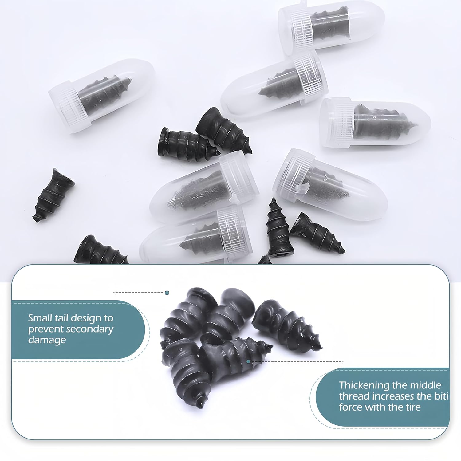 Skiennix Tire Repair Kit - 60 PCS Rubber Nails for Fast Self-Service Puncture Repair | Black