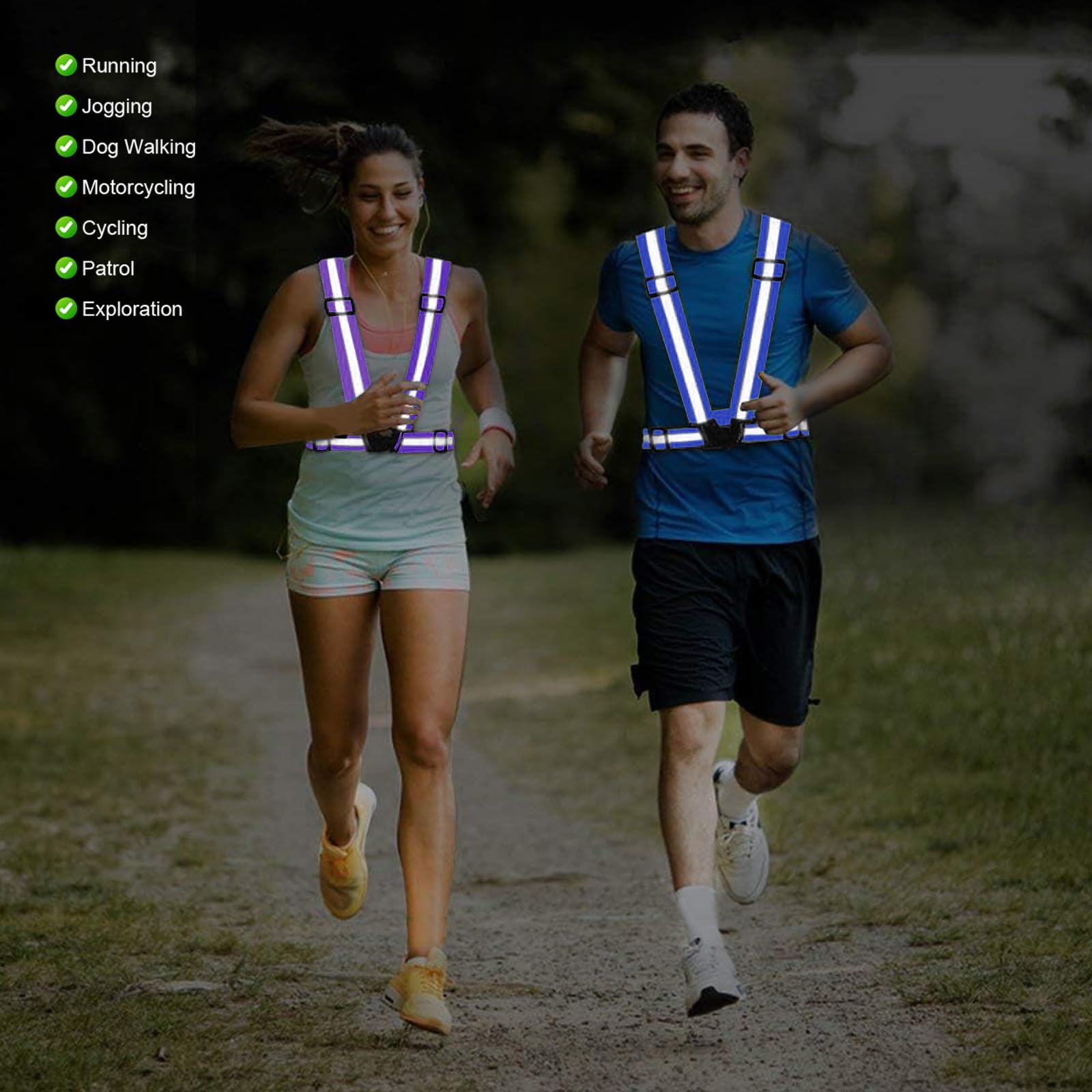 SAWNZC Reflective Vest Running Gear, 2Pack High Visible Safety VES for Cycling Jogging Running Walking, Adjustable for Men Women