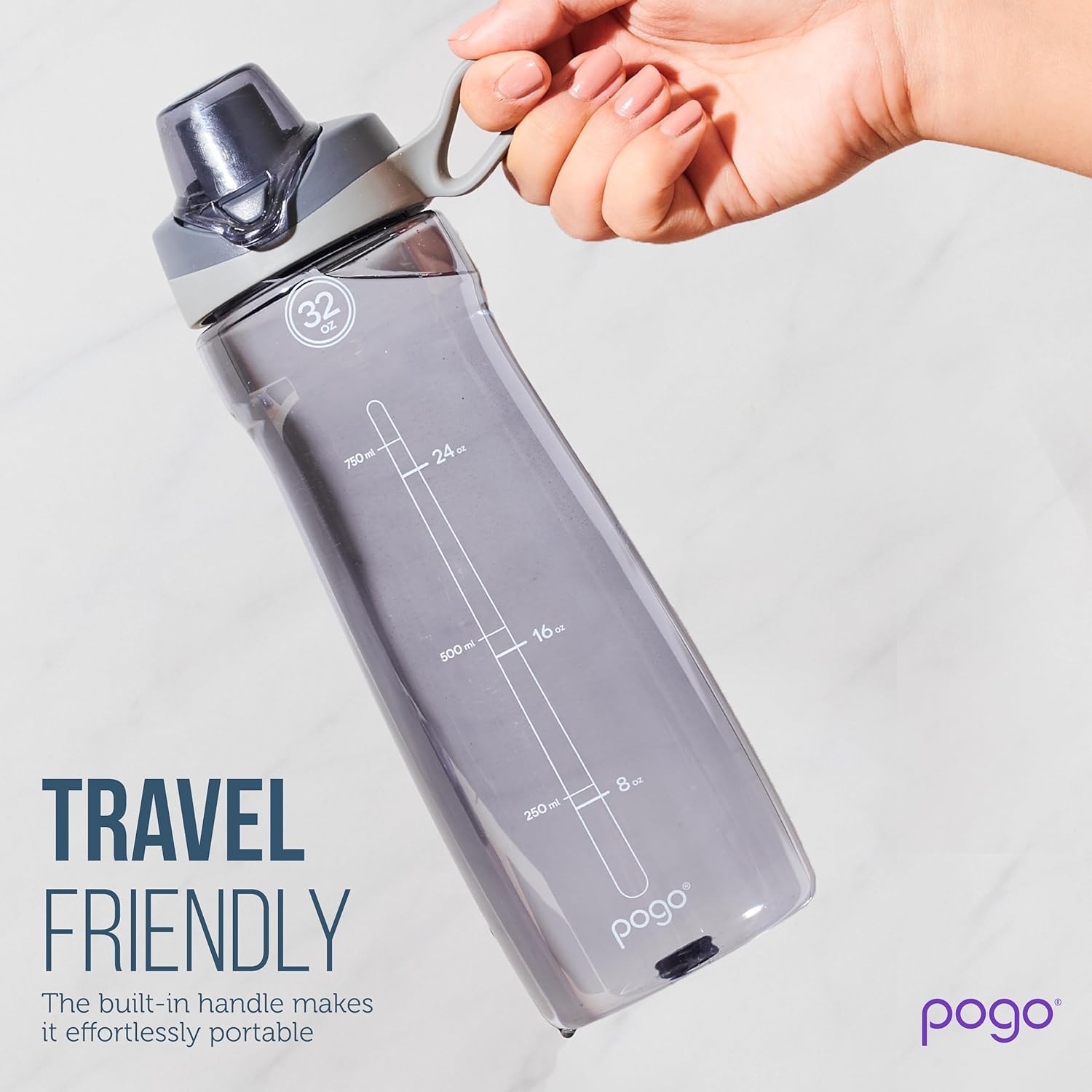 Pogo Water Bottle - Reusable BPA-Free with Chug Lid & Carry Handle | Perfect for Travel & Gym | 18oz, 32oz, 40oz, 64oz