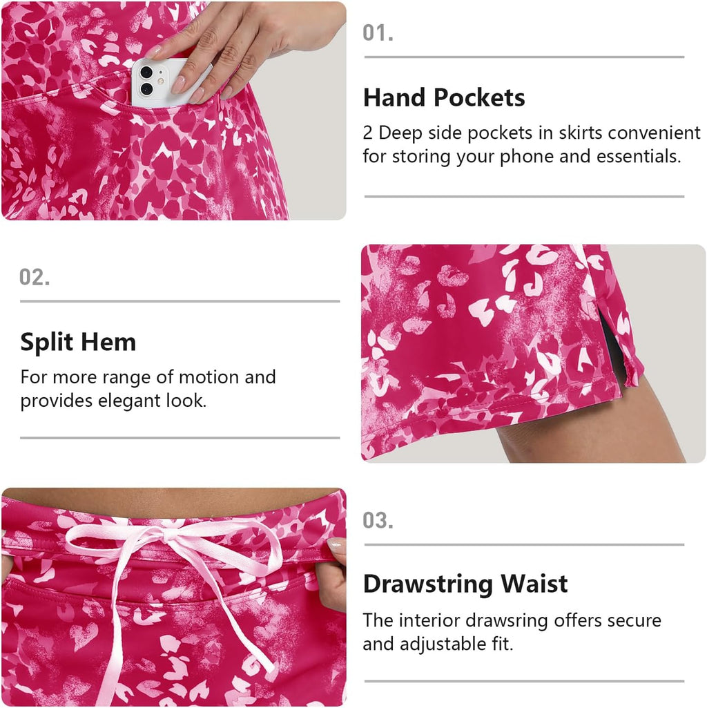 Skiennix Women's Athletic Skorts - Modest Knee-Length Running Skirt in Stylish Midi Design