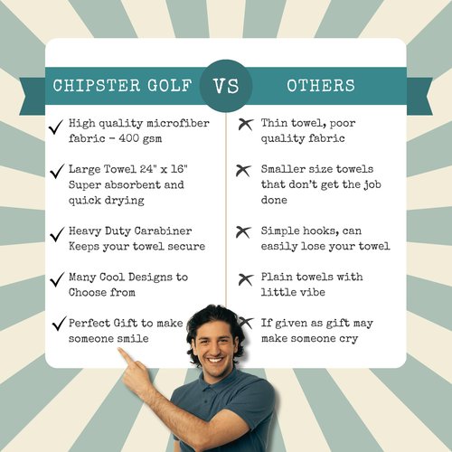 Funny Golf Towels- Golf Themed Gag Gifts for Men Who Have Everything, Golf Towels for Golf Bags with Clip for Men, Funny, Unique Accessories (Clean)