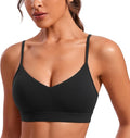 CRZ YOGA Butterluxe V-Neck Sports Bra - Adjustable Thin Straps, Padded Wireless Yoga Top for Women