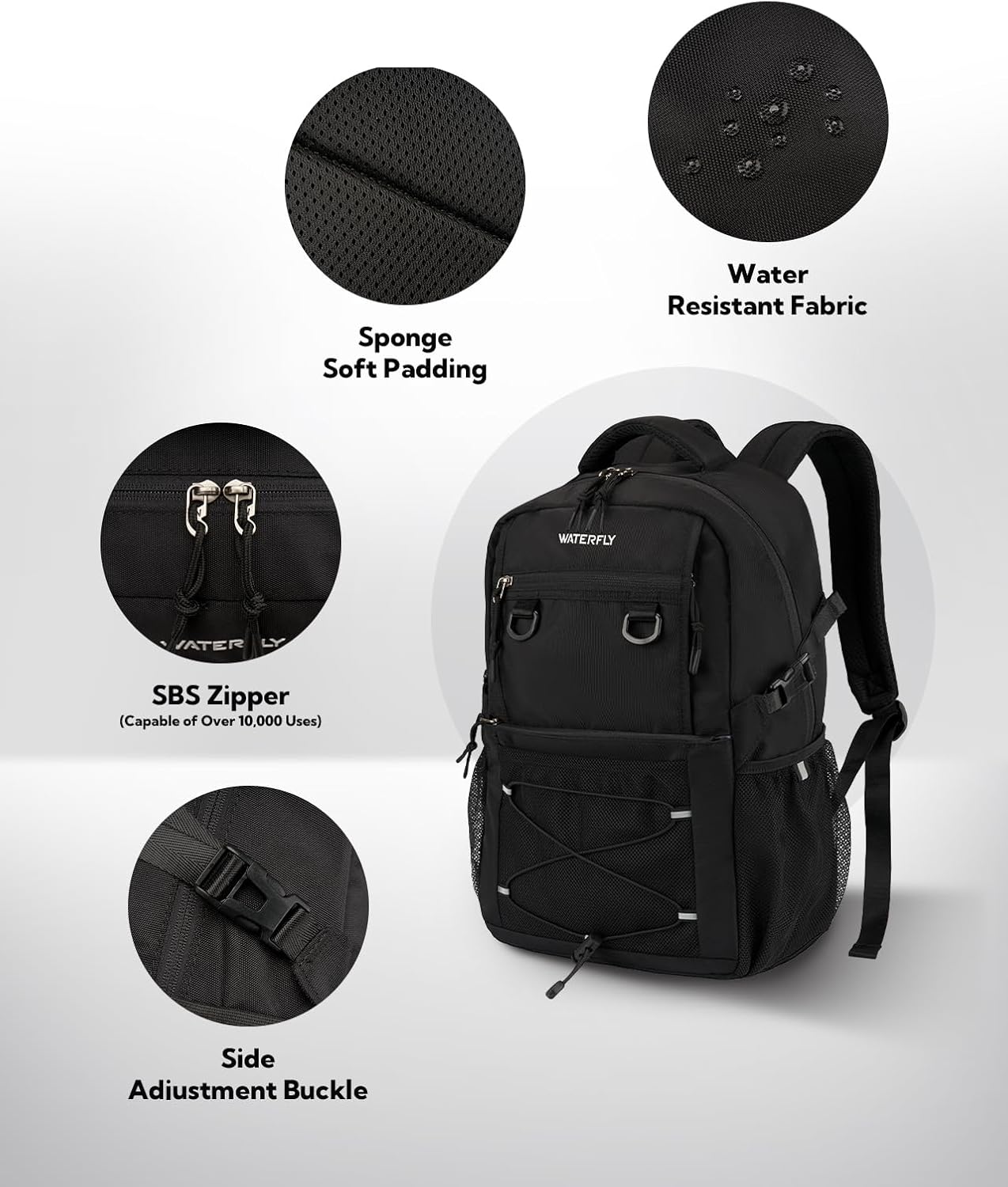 WATERFLY Lightweight 22L Travel Hiking Backpack - Versatile Casual Daypack for Outdoor Adventures