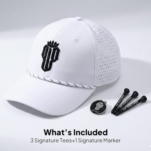 NJF Golf Adjustable Golf Hat Women, Breathable Golfing Cap with Tee Holder & Magnetic Ball Marker, High Ponytail Hats for Women, Lightweight with UPF UV Sun Protection, Golfing Sports Hat, White