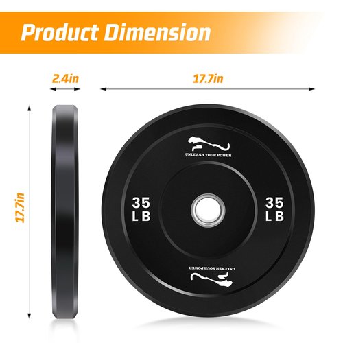 GarveeLife Weight Plates Set, 2 in Universal Fit, Olympic Bumper Plates With Steel Insert for Strength Training, Rubber Weight Plates for Barbell Home Gym, 35 LBS*2