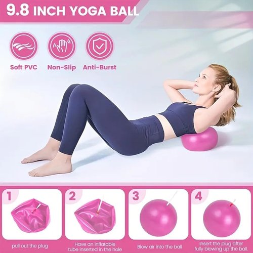 QatmMkt Pilates Kit for Home Workouts - Essential Pilates Equipment Set for Women with Ball & Ring, Home Pilates Accessories for Women & Beginners (Pink)