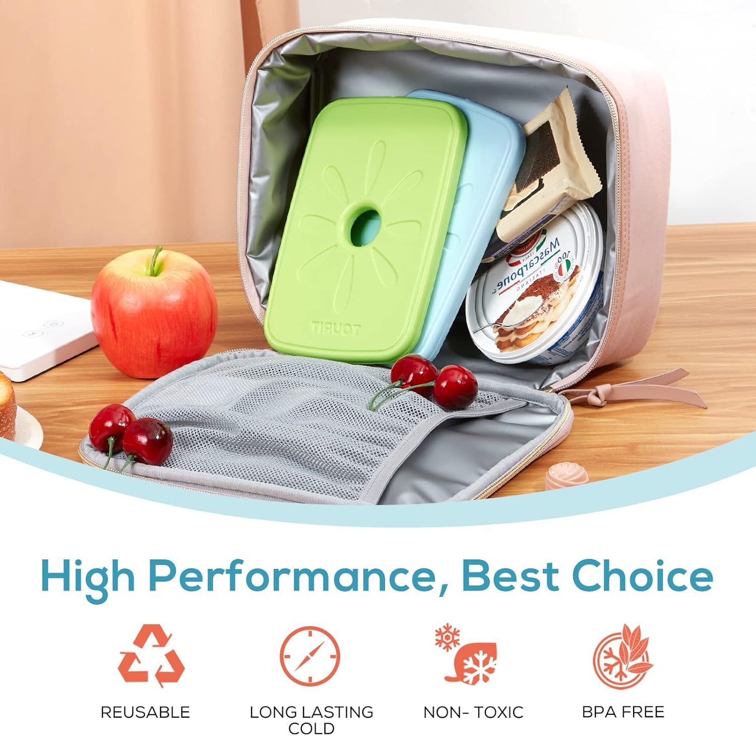 TOURIT Ice Packs - Reusable Slim Cooler Packs for Lunch Boxes, Bags & Coolers | Long Lasting & Durable