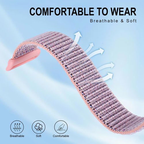 Vigamen Nylon Loop Sport Replacement Strap Compatible with Hume Band,Adjustable Soft Bands for Women Men,Breathable Wristband for Fitness Tracker,Pink Sand