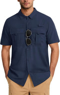 MAGCOMSEN Men's UPF 50+ Fishing Shirts UV Sun Protection Cooling Quick Dry Short Sleeve Shirts for Hiking Safari Camping