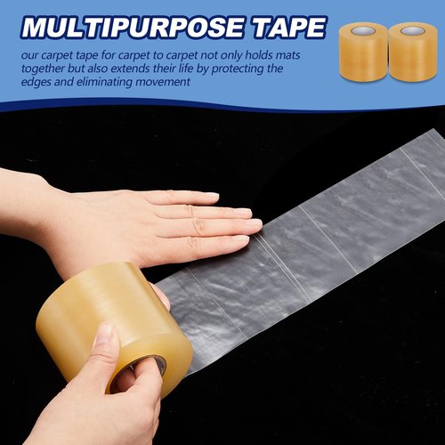 Pangda Wrestling Mat Tape 3 or 4 Inch Heavy Duty 7 Mil PVC Carpet Tape for Wrestling Grappling Exercise Mats Seaming Cover Gym Floor Carpet Seam(4'',Clear,2 Rolls)