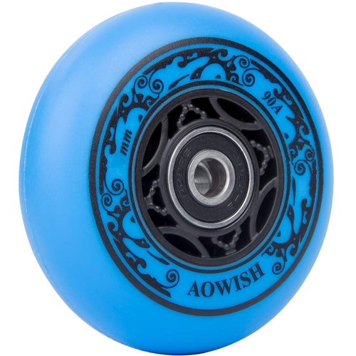 AOWISH 68mm 90a Ripster Wheels w/Bearings ABEC-9 for Mini Ripstik, Ripstick Mini, 2-Wheeled Caster Board, Carving Casterboard, Wave Board, Rolling Luggage (Set of 2) (Blue)