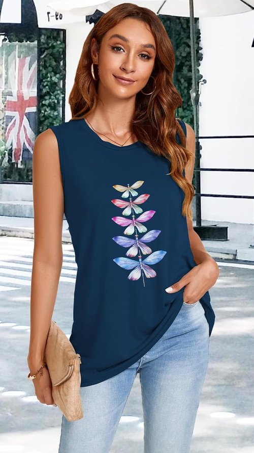 JOELLYUS Women's Casual Tank Tops - Sleeveless Crew Neck Tunic Shirt in Loose Fit | Summer Style 2026