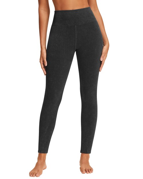 Stelle Workout Ribbed Seamless Leggings for Women High Waist Tummy Control Gym Leggings Athletic Yoga Pants(Black, M)