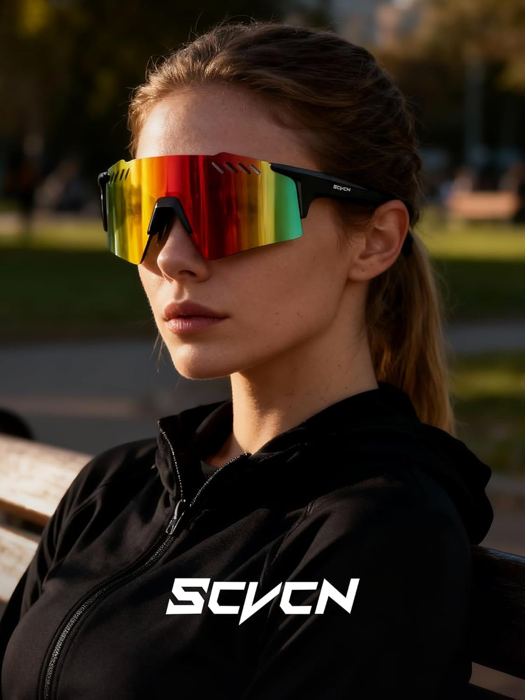 SCVCN Sports Sunglasses - UV400 Protection for Men & Women | Lightweight Frameless Wraparound Design
