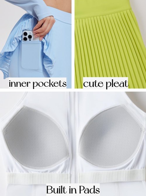 AFZ White Women Tennis Skirt Matching Tennis Tops Outfits Pickleball Skirts Workout Set