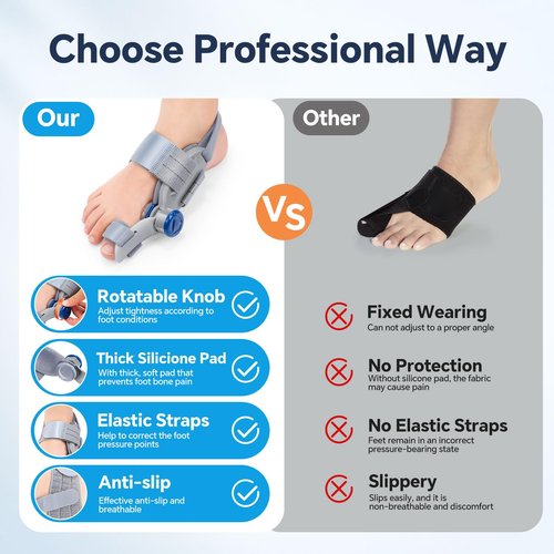 ROHVEMJ Bunion Corrector for Women & Men – Single Toe Straightener with Adjustable Alignment Knob & Silicone Pad, Day & Night Use, Fits Left or Right Foot