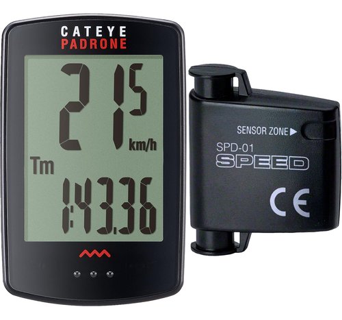 CATEYE Padrone Wireless Bike Computer – Large Screen, Easy‑to‑Read Non‑GPS Cyclocomputer, Wireless Speed Tracker for Road, MTB & Gravel Bikes, No‑Charging Sensor‑Based Unit, Long Battery Life