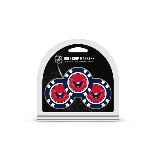 Team Golf NHL Washington Capitals 3 Pack Golf Chip Ball Markers, Poker Chip Size with Pop Out Smaller Double-Sided Enamel Markers