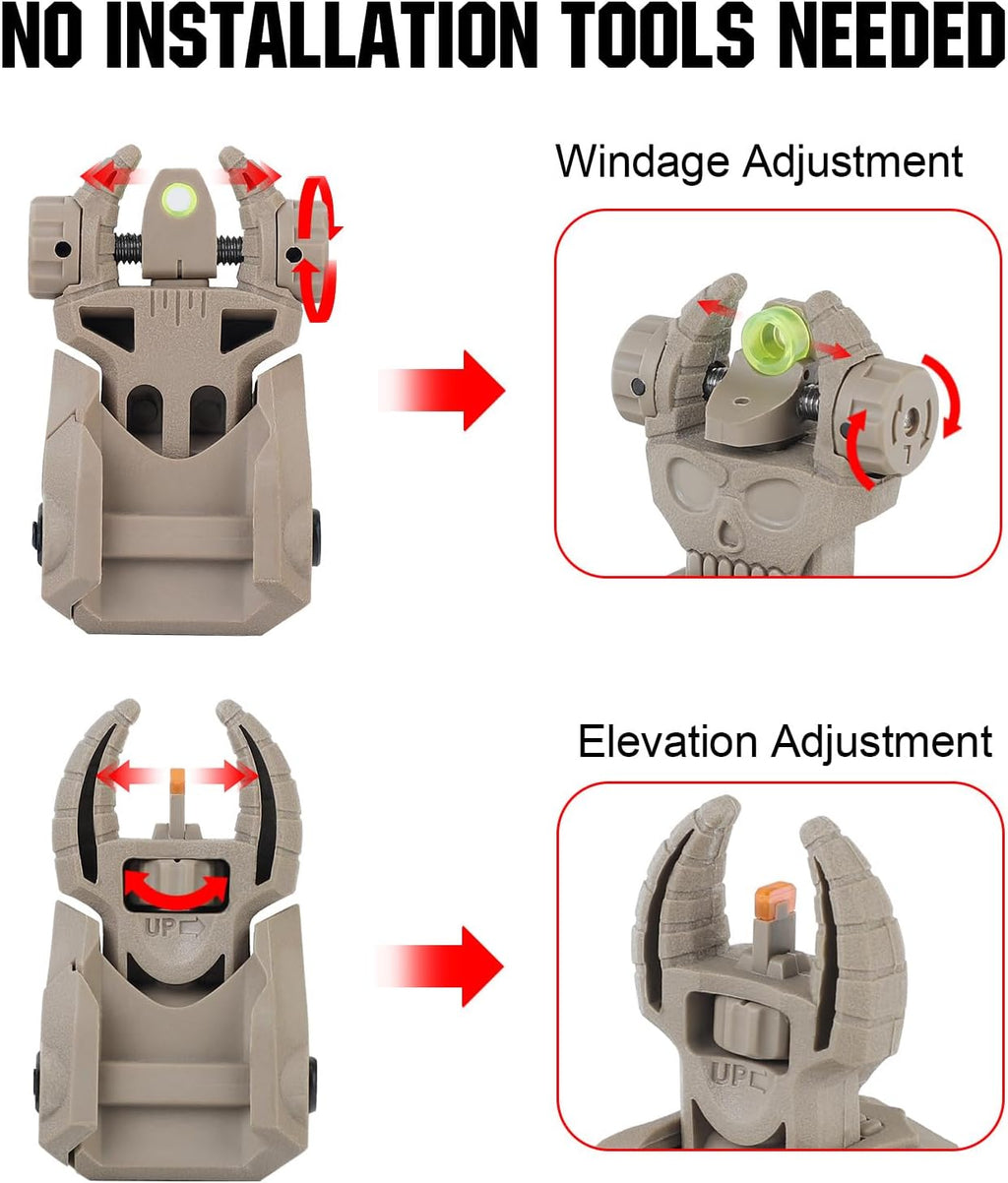 Skiennix Flip Up Sights - Durable Polymer Fiber Optic Sights for Picatinny Rails