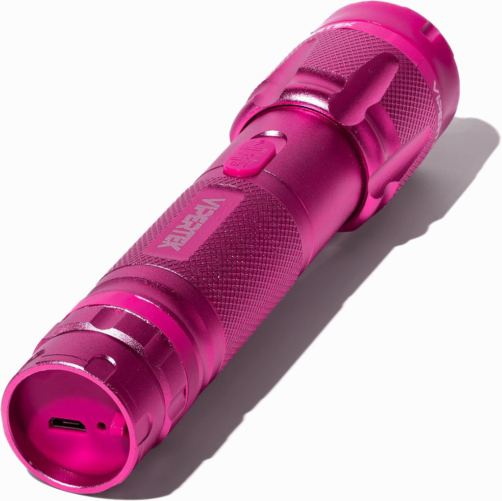 VIPERTEK VTS-T03 Stun Gun - Rechargeable Self Defense Device with LED Flashlight | Pink Color