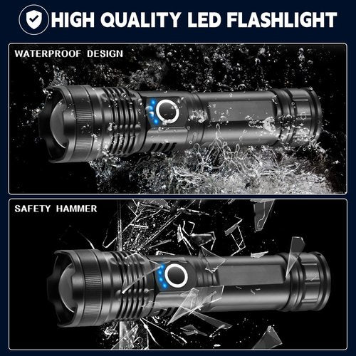 3Pack Rechargeable Flashlights High Lumens, 5Modes LED Flashlight Rechargeable, Super Bright Flashlight High Powered, Adjustable Tactical Flashlight, Powerful Flash Light for Home Emergencies
