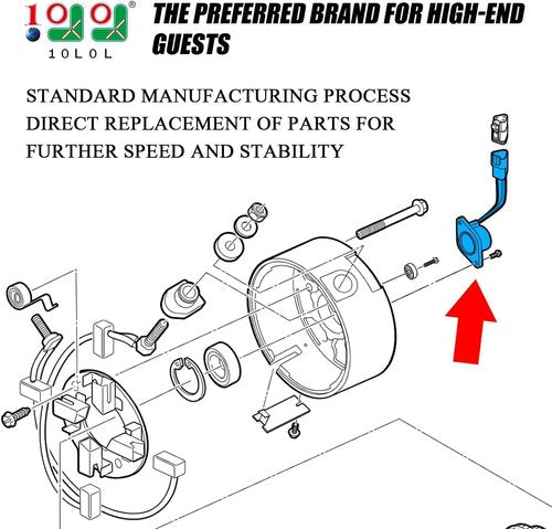 10L0L Golf Cart High Speed Motor Speed Sensor Magnet for Club Car DS & Precedent 48V Electric (IQ System w/ADC Motor)