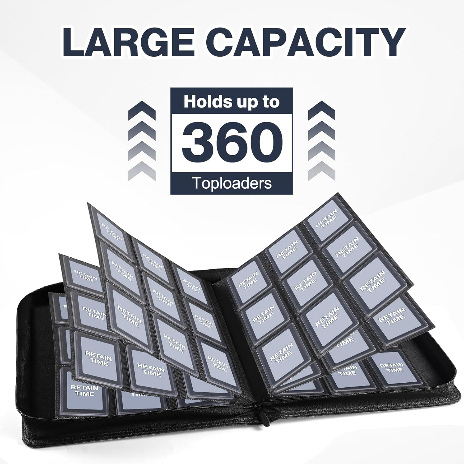 Skiennix Toploader Binder - Holds 360 Cards | Includes 100 Toploaders - 9-Pocket PU Cover for TCG & Sports Cards