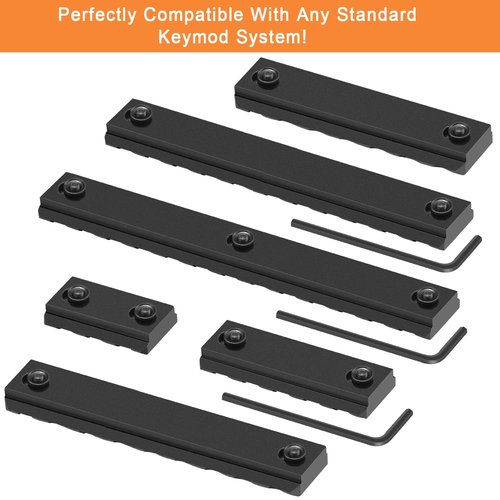 FENTUK Single Keymod Picatinny Rails Set 3 5 7 9 11 13 Slot with 13 T-Nuts & 13 Screws, 3 Allen Wrench - Black