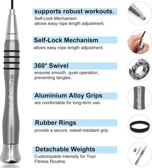 High Speed Jump Rope - Weighted Design with 360° Rotation | Includes 2 Speed Cables for Optimal Fitness Training