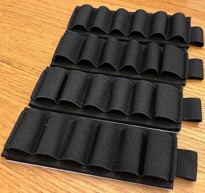 Mizugiwa 4 Packs 6-Round Shotgun Shell Carrier Buttstock Holder — Black (6 Rounds Each)