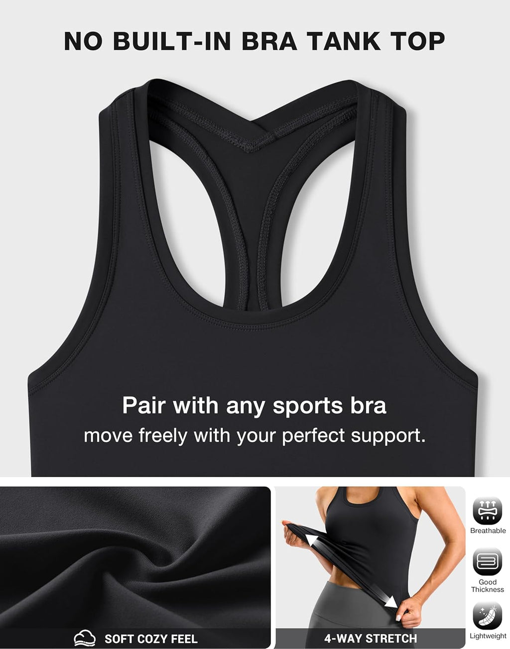 SANTINY Workout Tank Tops for Women - Racerback Athletic Yoga & Gym Sleeveless Shirts