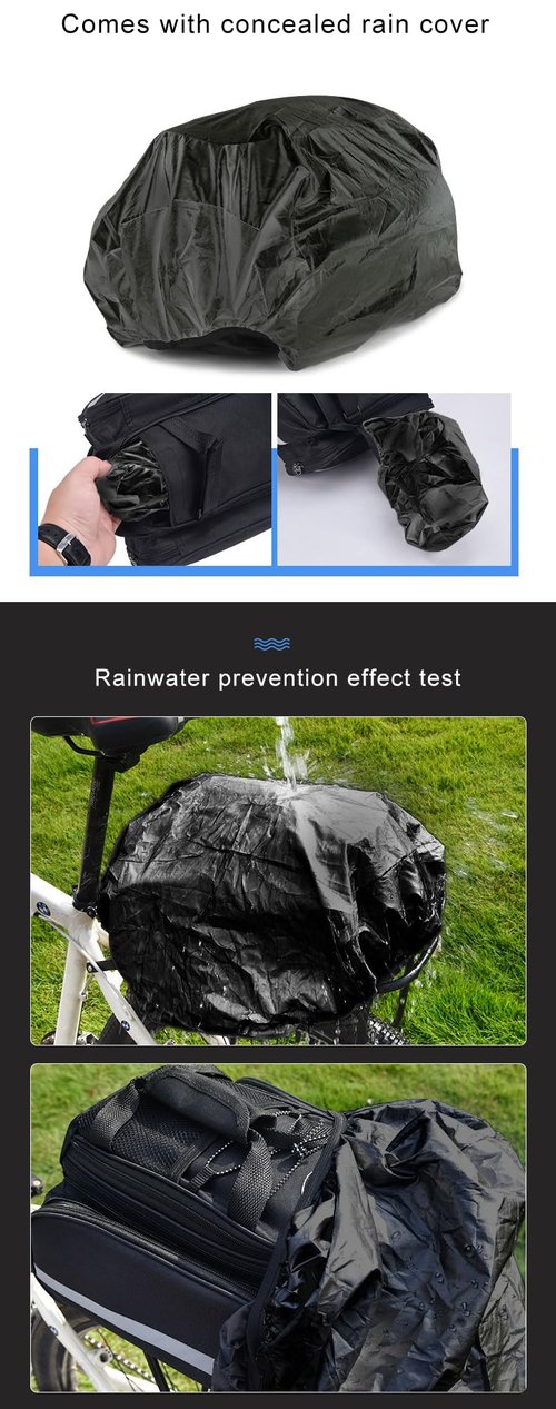 THE LIMIT Large Capacity Bicycle Pannier Bag, Rear Rack Bag, Saddle Bag, Cycling Gear, Detachable, Expandable, Waterproof, 27L, Scratch-Resistant, Includes Rain Cover (Red)