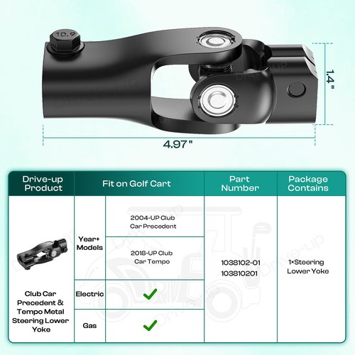 Drive-up Golf Cart Metal Steering Lower Yoke for Club Car Precedent 2004-Up and Tempo 2018-Up Models 103810201