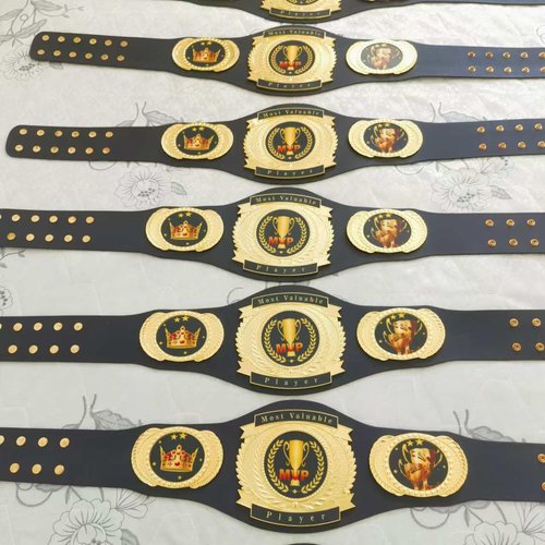CHXIXUE MVP Championship Belt Most Valuable Player Champion Belt Trophy Award Gift Wrestling Belt Real Leather Adult Size, Large, gold