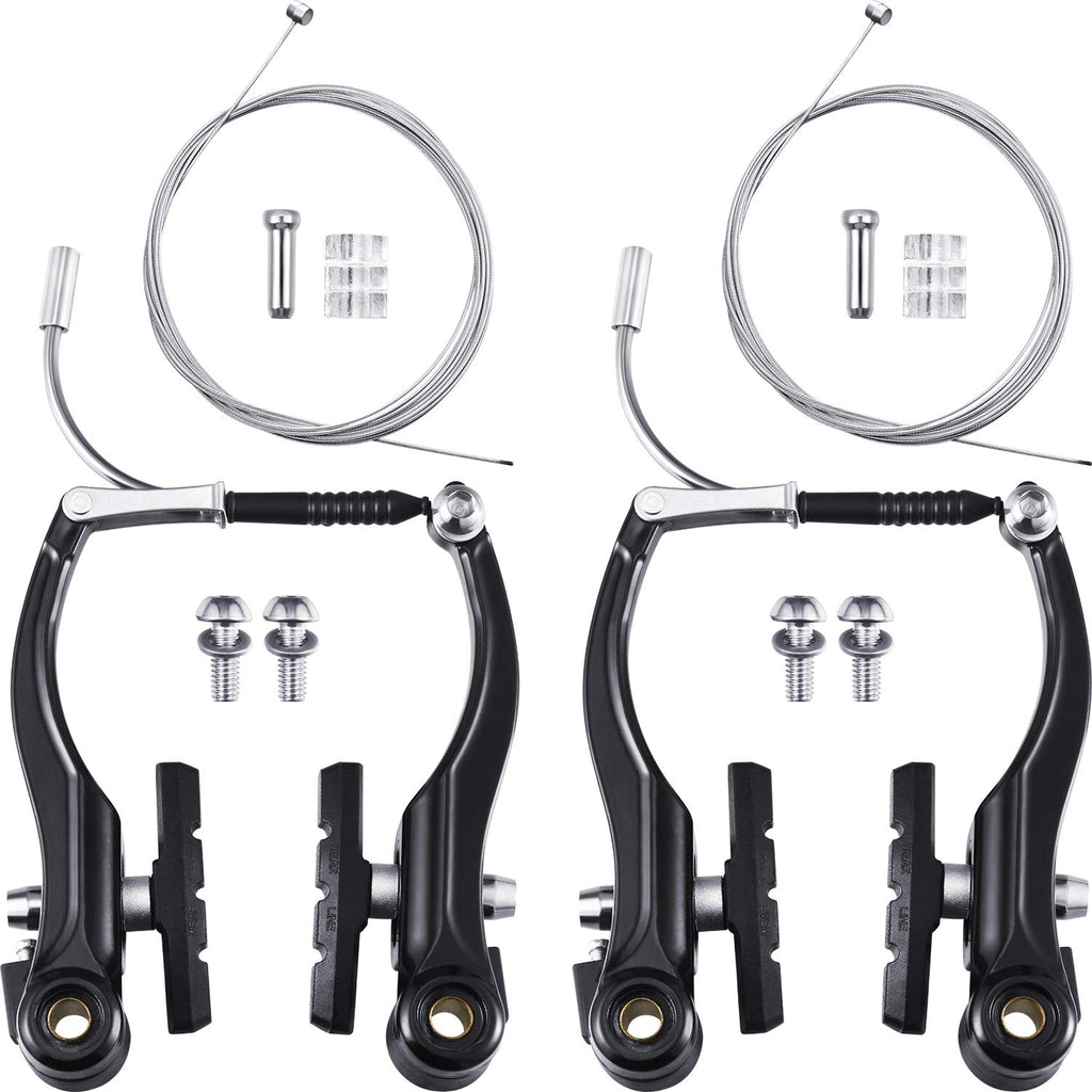Universal Mountain Bike Brakes Set - 2 Pairs, Replacement for Most Bicycles, Includes 2 Pieces Brake Cables, Gear Shift Cable Wire, End Caps, End Ferrules(Black)