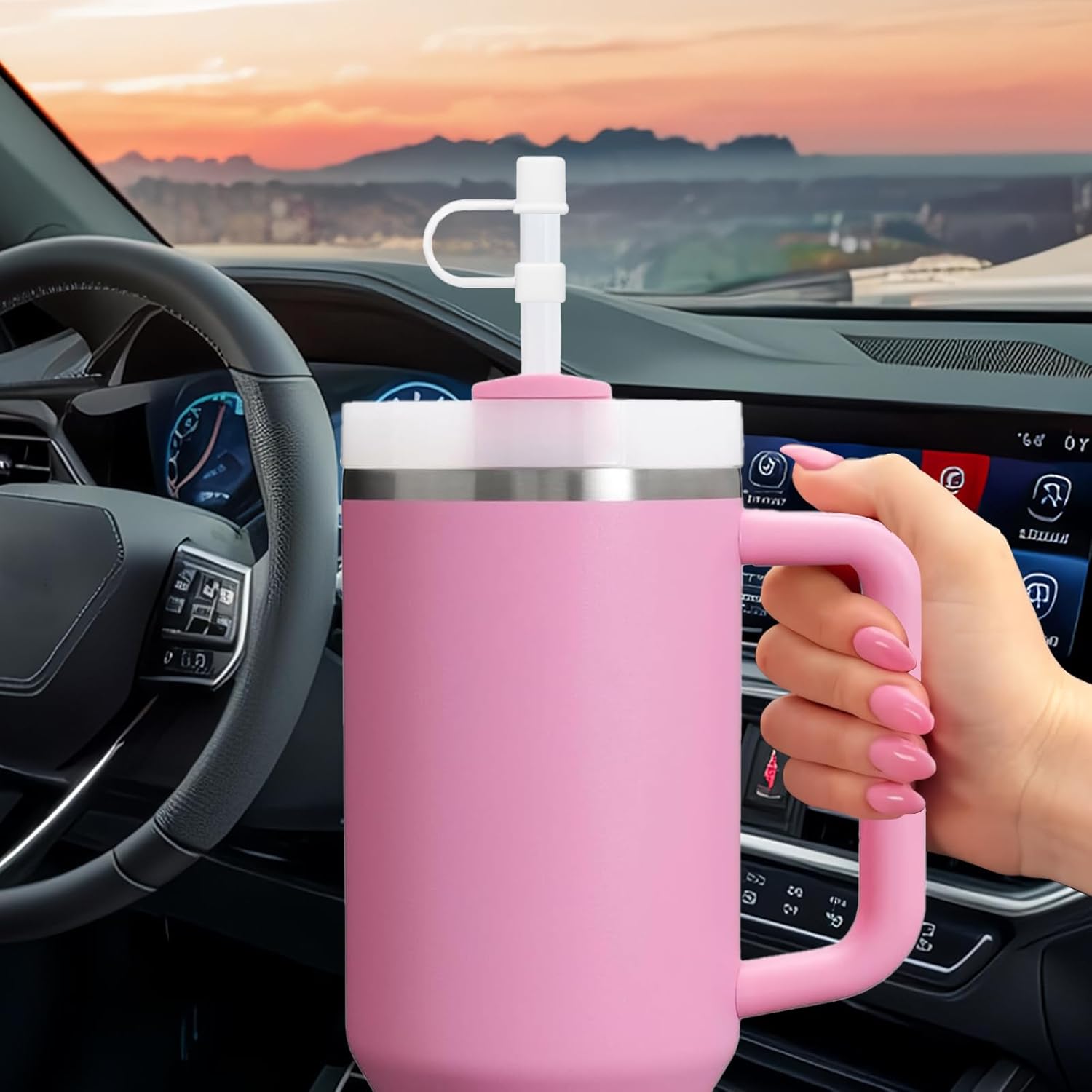 Skiennix 14-Piece Silicone Straw Cover Caps | Fits Stanley 30oz & 40oz Tumblers - Black/White
