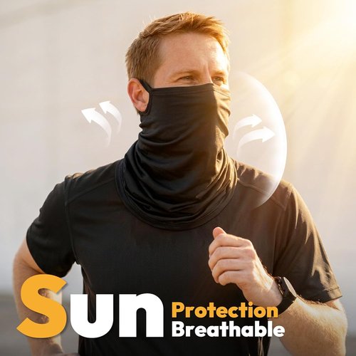 HONGTEYA 6 Pack Summer Neck Gaiter, UV Protection Cooling Face Mask, Breathable Bandana Head Scarf for Men Women